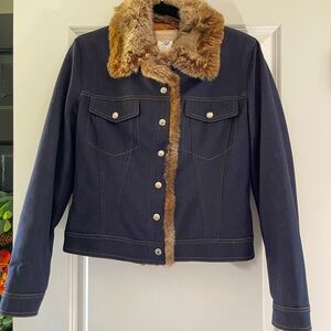 Vertigo Paris Denim Faux Fur Coat